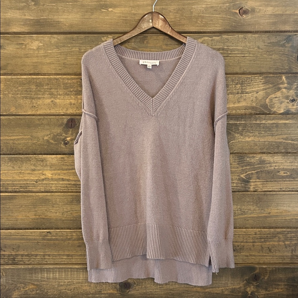Philosophy V-Neck Sweater in Warm Taupe